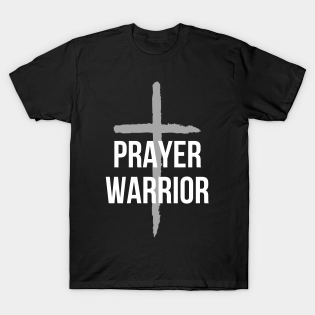 Prayer Warrior - Gray Cross T-Shirt by ChristianLifeApparel